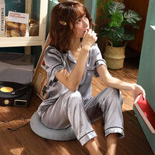 Load image into Gallery viewer, Short Sleeve Silk Pajamas Spring Women Summer Pajama Sets Silk Pijama Sleepwear Pyjamas Plus Size 3XL 4XL 5XL 85kg Nightwear Set