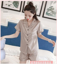 Load image into Gallery viewer, Short Sleeve Silk Pajamas Spring Women Summer Pajama Sets Silk Pijama Sleepwear Pyjamas Plus Size 3XL 4XL 5XL 85kg Nightwear Set