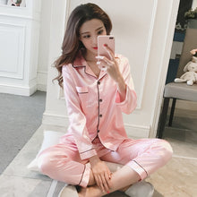 Load image into Gallery viewer, Short Sleeve Silk Pajamas Spring Women Summer Pajama Sets Silk Pijama Sleepwear Pyjamas Plus Size 3XL 4XL 5XL 85kg Nightwear Set