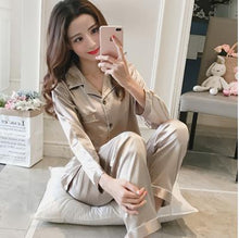 Load image into Gallery viewer, Short Sleeve Silk Pajamas Spring Women Summer Pajama Sets Silk Pijama Sleepwear Pyjamas Plus Size 3XL 4XL 5XL 85kg Nightwear Set