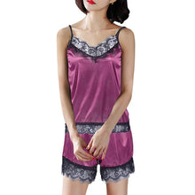 Load image into Gallery viewer, Women Sexy Pajamas Set Sexy Lace Spaghetti Strap Lingerie Sleepwear Suit Casual V-Neck Female 2 Piece Nightwear Shorts Set