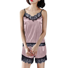 Load image into Gallery viewer, Women Sexy Pajamas Set Sexy Lace Spaghetti Strap Lingerie Sleepwear Suit Casual V-Neck Female 2 Piece Nightwear Shorts Set