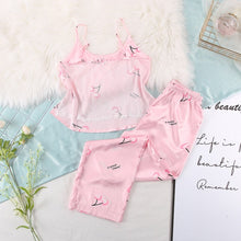 Load image into Gallery viewer, HiLoc Backless Satin Sexy Pajamas Black Lace Pajamas With Pants Loose Spaghetti Strap Intimate Lingerie Sleepwear Women Pj Set