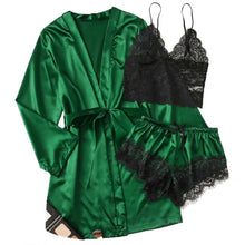 Load image into Gallery viewer, Long sleeve Womens Pajamas Sexy Lace Lingerie Nightwear Underwear Sleepwear 3PC Suit Pajama Sets For Women Pijama Mujer