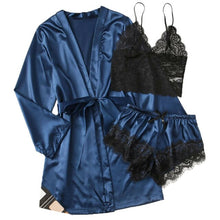 Load image into Gallery viewer, Long sleeve Womens Pajamas Sexy Lace Lingerie Nightwear Underwear Sleepwear 3PC Suit Pajama Sets For Women Pijama Mujer