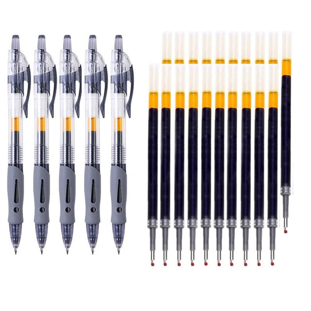0.5mm Retractable Gel Pens Set Black/red/blue Ink Ballpoint for Writing Refills