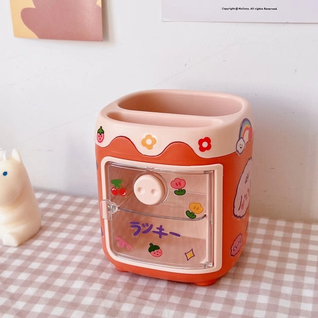 1PC Kawaii Pig Desk Organizer Multifunction