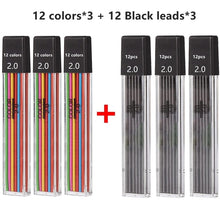 Load image into Gallery viewer, 2.0 mm Mechanical Pencils Set 2B Automatic Student Pencils Color/Black Lead Refills Art Sketch Kawaii
