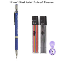 Load image into Gallery viewer, 2.0 mm Mechanical Pencils Set 2B Automatic Student Pencils Color/Black Lead Refills Art Sketch Kawaii