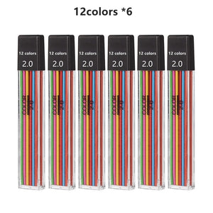 2.0 mm Mechanical Pencils Set 2B Automatic Student Pencils Color/Black Lead Refills Art Sketch Kawaii