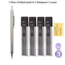Load image into Gallery viewer, 2.0 mm Mechanical Pencils Set 2B Automatic Student Pencils Color/Black Lead Refills Art Sketch Kawaii