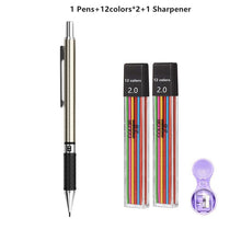 Load image into Gallery viewer, 2.0 mm Mechanical Pencils Set 2B Automatic Student Pencils Color/Black Lead Refills Art Sketch Kawaii
