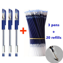Load image into Gallery viewer, 3+20Pcs Ballpoint Pen And Refill Black Blue Red Ink Bullet 0.5mm Gel Pens