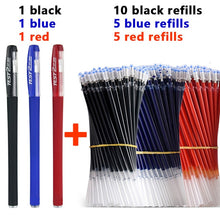 Load image into Gallery viewer, 3+20Pcs Ballpoint Pen And Refill Black Blue Red Ink Bullet 0.5mm Gel Pens