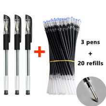 Load image into Gallery viewer, 3+20Pcs Ballpoint Pen And Refill Black Blue Red Ink Bullet 0.5mm Gel Pens