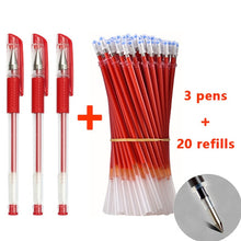 Load image into Gallery viewer, 3+20Pcs Ballpoint Pen And Refill Black Blue Red Ink Bullet 0.5mm Gel Pens