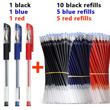 Load image into Gallery viewer, 3+20Pcs Ballpoint Pen And Refill Black Blue Red Ink Bullet 0.5mm Gel Pens