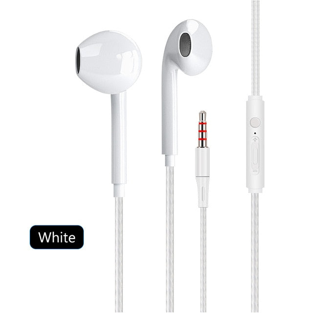 3.5mm Wired Earphones Bass Stereo Earbuds with Mic for iPhone Samsung Xiaomi Huawei PC