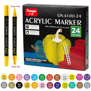 36 Colors Acrylic Paint Marker Pens, Extra Fine and Dots Tip, for Rock Painting, Mug, Ceramic, Glass, Wood, Fabric,Canvas,Metal