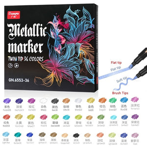 36 Colors Acrylic Paint Marker Pens, Extra Fine and Dots Tip, for Rock Painting, Mug, Ceramic, Glass, Wood, Fabric,Canvas,Metal
