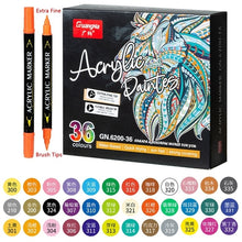 Load image into Gallery viewer, 36 Colors Acrylic Paint Marker Pens, Extra Fine and Dots Tip, for Rock Painting, Mug, Ceramic, Glass, Wood, Fabric,Canvas,Metal