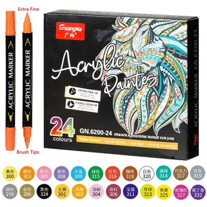 36 Colors Acrylic Paint Marker Pens, Extra Fine and Dots Tip, for Rock Painting, Mug, Ceramic, Glass, Wood, Fabric,Canvas,Metal