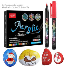 Load image into Gallery viewer, 36 Colors Acrylic Paint Pens Brush Marker Pen for Rock Painting, Stone, Ceramic, Glass, Wood, Canvas ,DIY Art Making Supplies