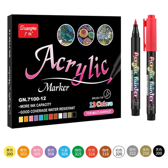 36 Colors Acrylic Paint Pens Brush Marker Pen for Rock Painting, Stone, Ceramic, Glass, Wood, Canvas ,DIY Art Making Supplies