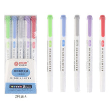 Load image into Gallery viewer, 5 Colors/box Double Headed Highlighter Pen Set Fluorescent Markers