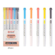 Load image into Gallery viewer, 5 Colors/box Double Headed Highlighter Pen Set Fluorescent Markers