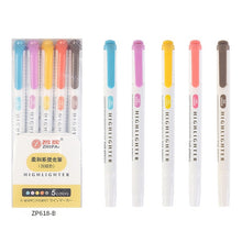 Load image into Gallery viewer, 5 Colors/box Double Headed Highlighter Pen Set Fluorescent Markers