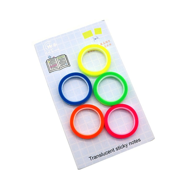 5 rollos de pegatinas de 5 colores, etiquetas de índice fluorescentes transparentes, banderas, nota adhesiva de 5m 