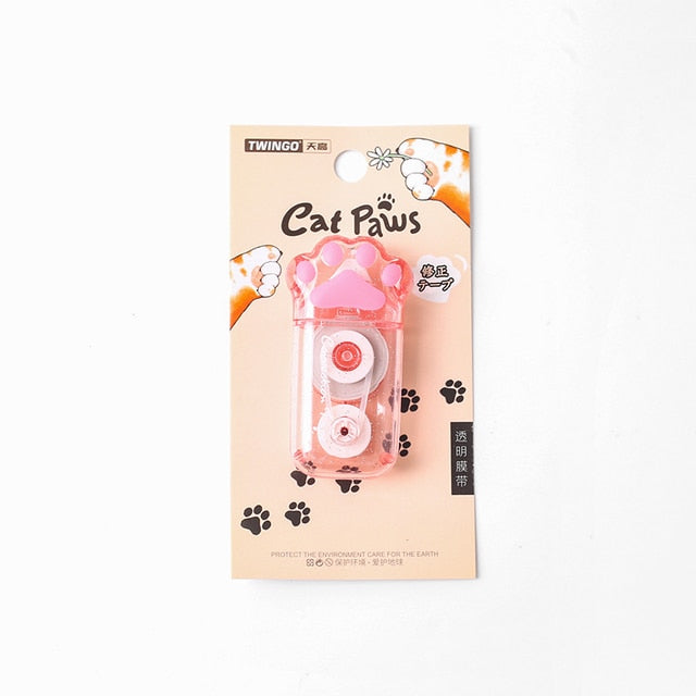 5mm * 6m White Out Cute Cat Claw Corrector Tape Pen 