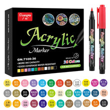 Load image into Gallery viewer, 36 Colors Acrylic Paint Pens Brush Marker Pen for Rock Painting, Stone, Ceramic, Glass, Wood, Canvas ,DIY Art Making Supplies