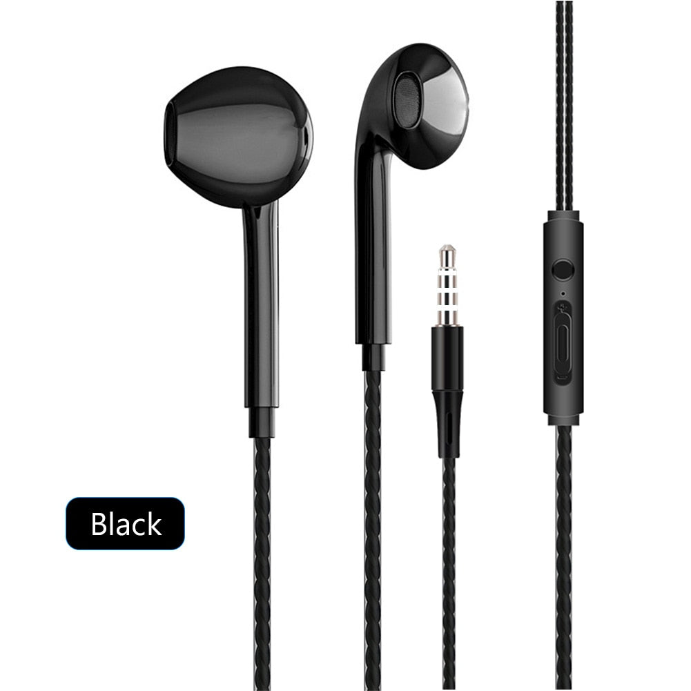 3.5mm Wired Earphones Bass Stereo Earbuds with Mic for iPhone Samsung Xiaomi Huawei PC