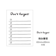 Load image into Gallery viewer, Journamm 50pcs Simplicity Cute Styles Memo Pad Scrapbooking Decoration Office Supplies Creative Stationery Planner Sticky Notes