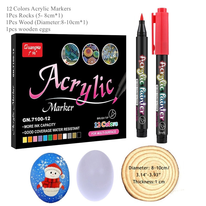 36 Colors Acrylic Paint Pens Brush Marker Pen for Rock Painting, Stone, Ceramic, Glass, Wood, Canvas ,DIY Art Making Supplies