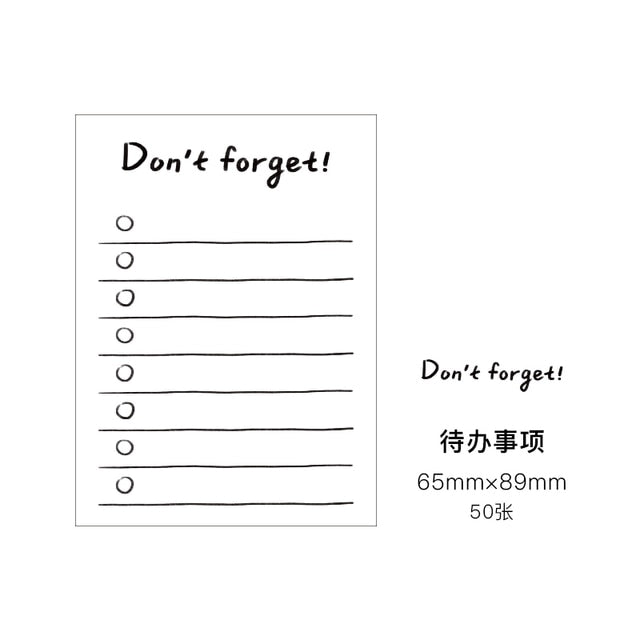 Journamm 50pcs Simplicity Cute Styles Memo Pad Scrapbooking Decoration Office Supplies Creative Stationery Planner Sticky Notes