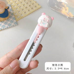 Kawaii Cartoon Animals Mini Portable Ulity Knife Box Cutter Pocket Stretch Paper Cutters