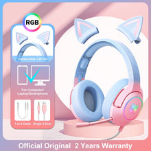 Charger l&#39;image dans la galerie, ONIKUMA K9 Pink Cat Ear Headphones with RGB LED Light Flexible Mic Gaming Headset 7.1 Surround Computer Earphones for PC Gamer
