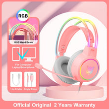 Charger l&#39;image dans la galerie, ONIKUMA K9 Pink Cat Ear Headphones with RGB LED Light Flexible Mic Gaming Headset 7.1 Surround Computer Earphones for PC Gamer