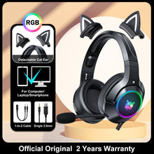 Charger l&#39;image dans la galerie, ONIKUMA K9 Pink Cat Ear Headphones with RGB LED Light Flexible Mic Gaming Headset 7.1 Surround Computer Earphones for PC Gamer