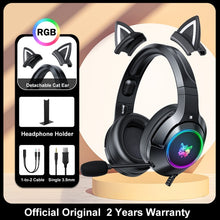Charger l&#39;image dans la galerie, ONIKUMA K9 Pink Cat Ear Headphones with RGB LED Light Flexible Mic Gaming Headset 7.1 Surround Computer Earphones for PC Gamer