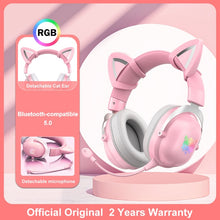 Charger l&#39;image dans la galerie, ONIKUMA K9 Pink Cat Ear Headphones with RGB LED Light Flexible Mic Gaming Headset 7.1 Surround Computer Earphones for PC Gamer