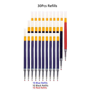 3+20Pcs Ballpoint Pen And Refill Black Blue Red Ink Bullet 0.5mm Gel Pens