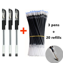 Load image into Gallery viewer, 3+20Pcs Ballpoint Pen And Refill Black Blue Red Ink Bullet 0.5mm Gel Pens