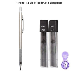 2.0 mm Mechanical Pencils Set 2B Automatic Student Pencils Color/Black Lead Refills Art Sketch Kawaii