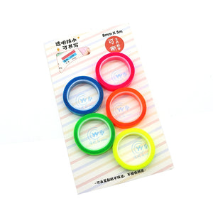 5 Roll 5 Colors Stickers Transparent Fluorescent Index Tabs Flags 5m Sticky Note