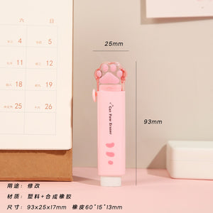 Kawaii Push-pull Design Cat Paw Portable Rubber Eraser Cute Erasers for Kids