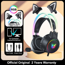 Charger l&#39;image dans la galerie, ONIKUMA K9 Pink Cat Ear Headphones with RGB LED Light Flexible Mic Gaming Headset 7.1 Surround Computer Earphones for PC Gamer
